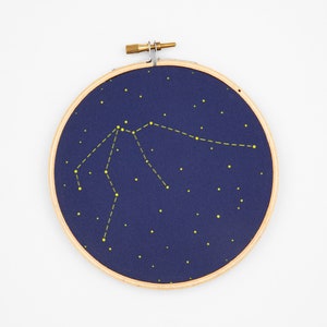Aquarius Zodiac Embroidery Kit - DIY constellation embroidery kit, Birthday Gift, Baby Gift, Wall Decor