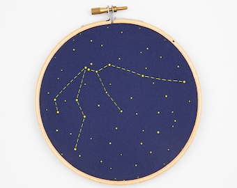 Aquarius Zodiac Embroidery Kit - DIY constellation embroidery kit, Birthday Gift, Baby Gift, Wall Decor