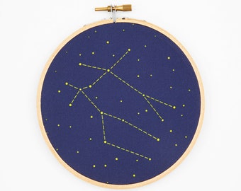 Gemini Zodiac Embroidery Kit - DIY, Constellation Embroidery Kit, Birthday Gift, Personalized Gift