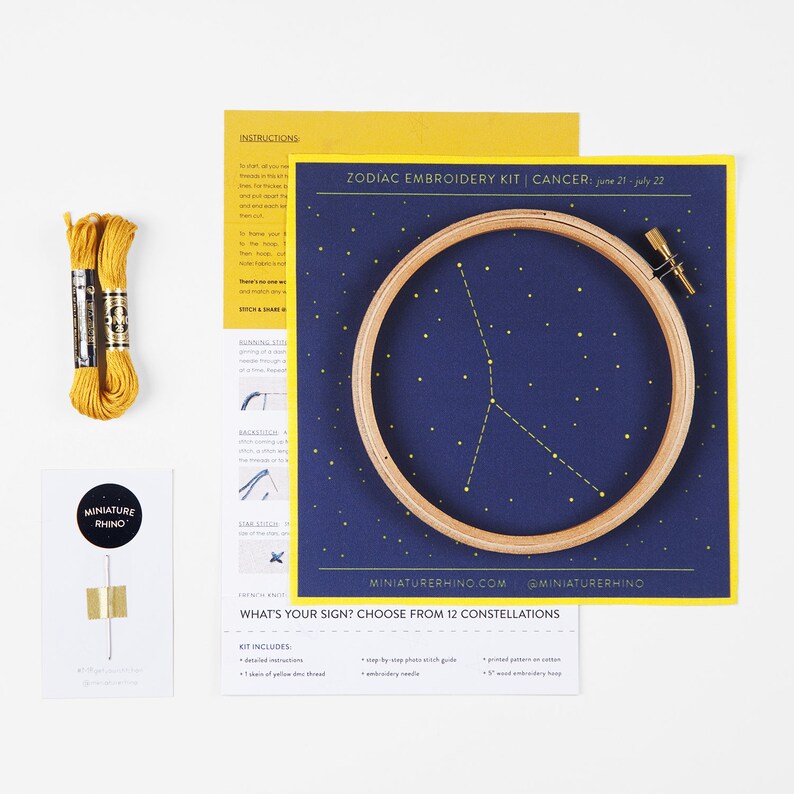 Cancer Zodiac Embroidery Kit Constellation Embroidery Kit, Personalized Gift, Birthday Gift, New Baby Gift, DIY image 2
