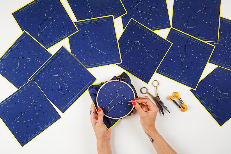 Cancer Zodiac Embroidery Kit Constellation Embroidery Kit, Personalized Gift, Birthday Gift, New Baby Gift, DIY image 5