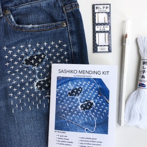 Sashiko Mending Kit a DIY guide to decorative, functional patching by hand image 1