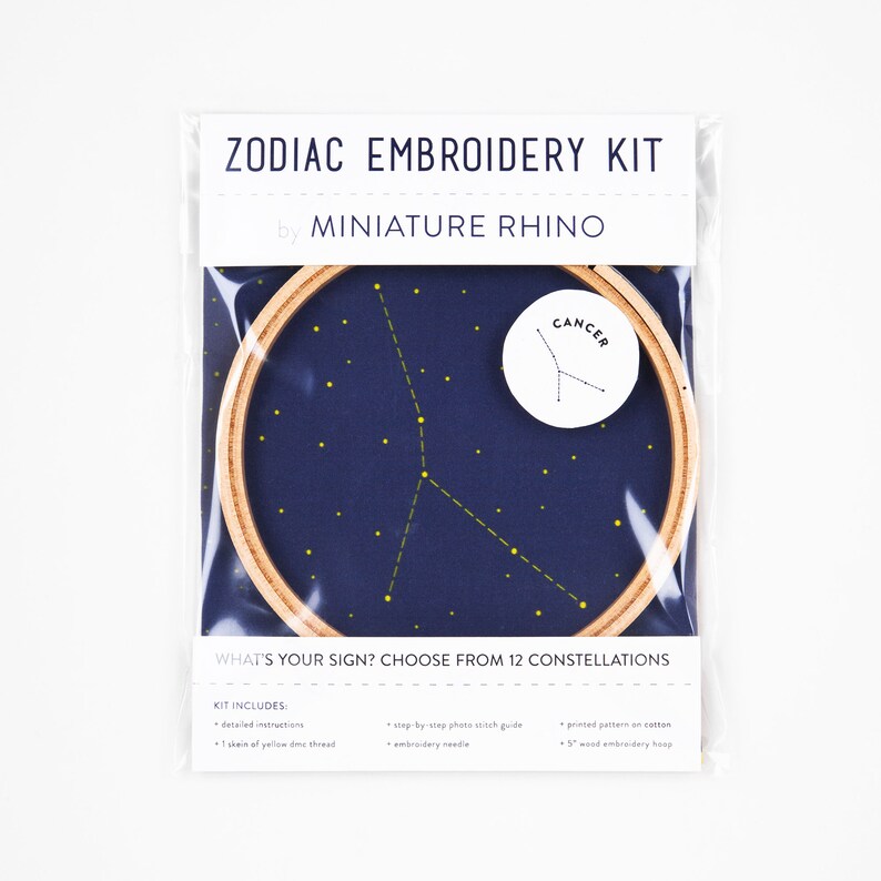 Cancer Zodiac Embroidery Kit Constellation Embroidery Kit, Personalized Gift, Birthday Gift, New Baby Gift, DIY image 3