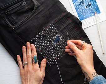 Sashiko Mending Kit - a DIY guide to decorative, functional patching by hand