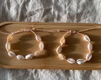 Tan cowrie shell adjustable bracelet!(wwjd bracelet not included)