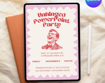 Invito alla festa in PowerPoint / Download immediato, modello Canva