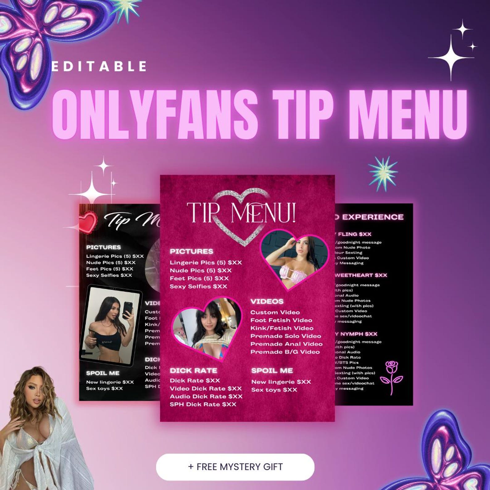 Onlyfans Tipping Menu Bundle | Editable Tip Menu Templates - Etsy