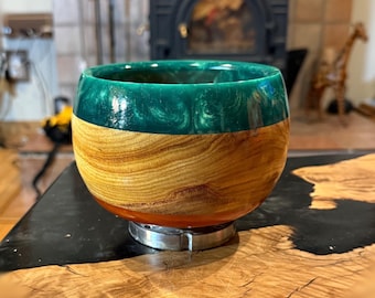 Canary wood and epoxy bowl