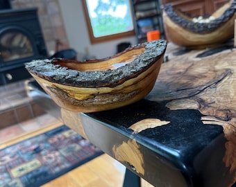 Wild Cherry Live-Edge Bowl: Rustic Natural Wood  Dish