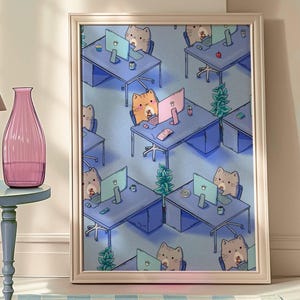 Impresión artística de Corpo Kitty Inc. / Arte estético kawaii azul / Dopamine Decor Art