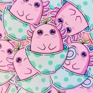 Leuke matte vinylsticker Axolotl | Kawaiistickers | Leuke sticker
