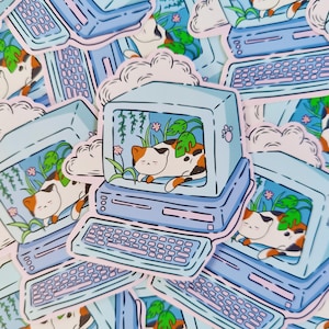 Kitty Cloud matte vinylsticker | Kawaiistickers | Leuke computersticker