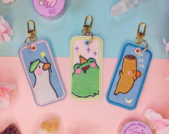 Embroidered Kawaii Keychain: Capybara, Goose, Frog
