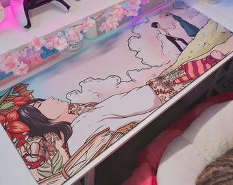 Howl Dreaming water resistant Desk Mat | Kawaii Desk Pad | Cute Anime Gaming Mat |