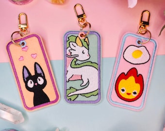 Embroidered anime keychains | kawaii bag charm | cute embroidered keyring