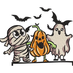 Ghost Embroidery Design, Halloween Ghost with Bats Machine Embroidery Design for Kids, Spooky Season Embroidery Files, Boo Embroidery Design