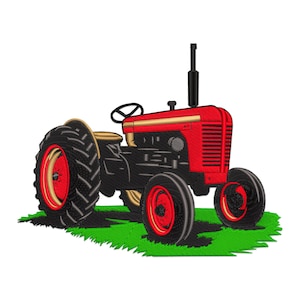 Tractor Embroidery Design, Red Farm Tractor Machine Embroidery Design, Farm Tractor Embroidery File, Tractor PES File.