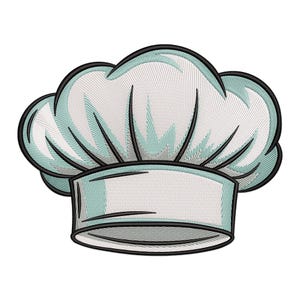 Chef hat Embroidery Design, Kitchen Chef Hat Machine Embroidery Design, Cooking Hat Embroidery File, White chef hat Embroidery Pattern.