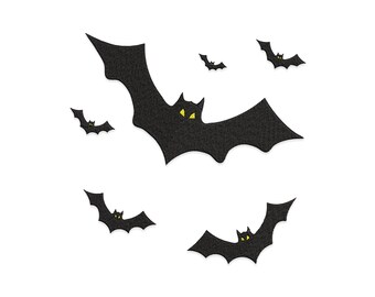 Diseños de bordado de murciélagos voladores de Halloween, bordado a máquina de murciélagos voladores, archivo de bordado de murciélagos negros, patrón de bordado de murciélagos voladores.