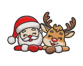 Santa Claus and Reindeer Embroidery Design, Christmas PES File