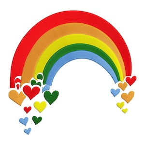 Rainbow Embroidery Design, Rainbow with Heart Machine Embroidery Design, Boho Rainbow Embroidery File, Boho Rainbow PES File.