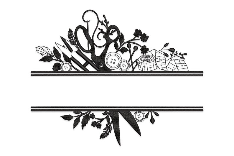 Floral Sewing Scissors Embroidery Design: Vintage Tailor Sign ...