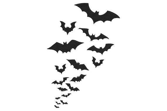 Halloween Flying Bats Embroidery Designs (Digital Download)
