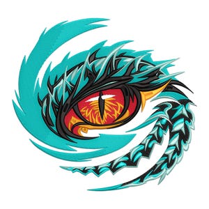 Dragon Eye Embroidery Design, Eye of the Mystic Machine Embroidery Design, Chinese dragon Head Embroidery File.