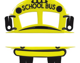 Yellow School Bus Embroidery Design, Back to School File