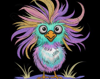 Funny Chicken Embroidery Design: Crazy Farm Animal (PES, DST, EXP)