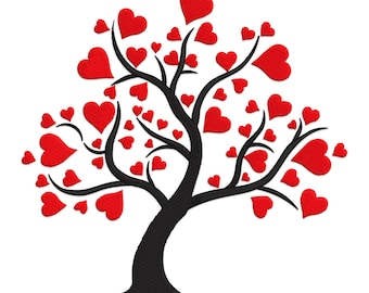 Diseño de bordado de árbol de corazones: Archivo de máquina para el Día de San Valentín