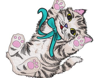 Kat borduurwerk ontwerpen, Cute Kitty machine borduurwerk ontwerpen, schattig hertogin kitten borduurbestand, boerderij dieren borduurwerk ontwerpen.