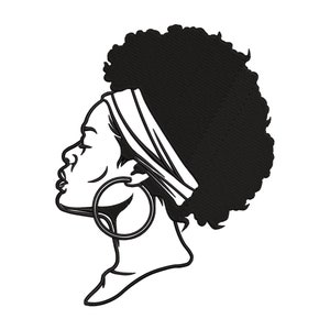 Afro Woman Embroidery Design, Cool Afro Woman machine Embroidery Design, African woman embroidery File, Black Girl Embroidery Design.