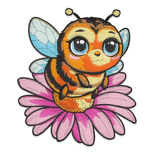 Bee Embroidery Design, Floral Baby Honeybee Machine Embroidery Design, Floral Honeybee with Flower Embroidery Design, Honeybee  Bloom Design