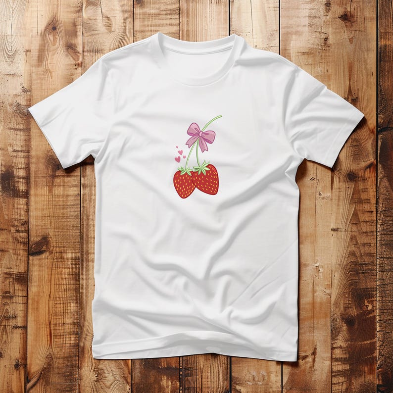 Broderidesign med jordgubb och rosett: Maskinbroderifil bild 5