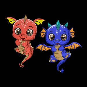 Diseño de bordado de dragón bebé, lindo y adorable diseño de bordado a máquina de dragón, archivo de bordado de animales