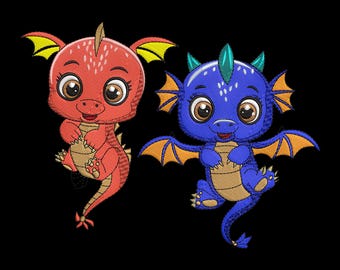 Baby Dragon Embroidery Design, Cute adorable Dragon Machine Embroidery Design, , Animal Embroidery file