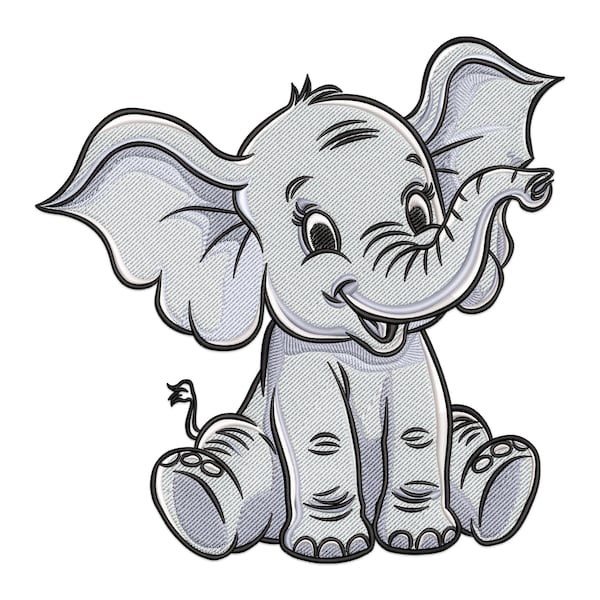 Cute Baby Elephant Embroidery Design (Digital File)