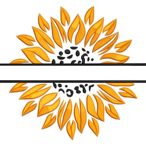 Sunflower Embroidery Design, Sunflower Split Frame Machine Embroidery Design, flowers Embroidery File, Floral Embroidery Pattern.