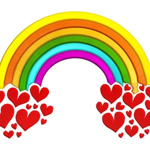 Rainbow Embroidery Design, Rainbow with Heart Machine Embroidery Design, Boho Rainbow Embroidery File, Boho Rainbow PES File.