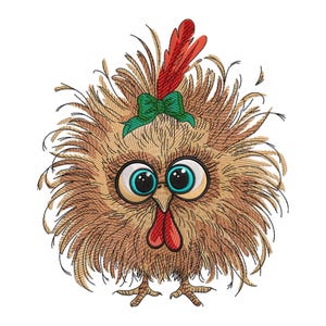 Huhn Stickerei, lustiges verrücktes Huhn Maschinenstickerei, niedliches Huhn Stickdatei, Bauernhof Tier Stickerei.
