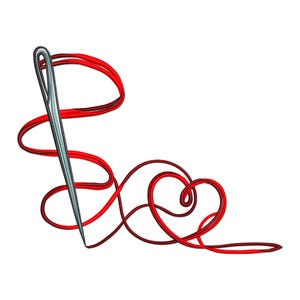 Needles & Thread Embroidery Design, Sewing Threads and Needle Machine Embroidery Design, Needle with Heart Embroidery File.