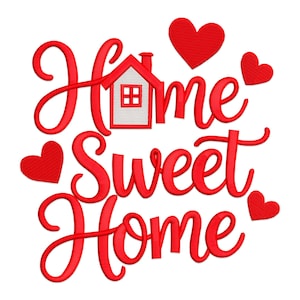 Home Sweet Home Embroidery Design, Heart and House Quote Machine Embroidery Design, Sweet Home Quotes Embroidery File Design.