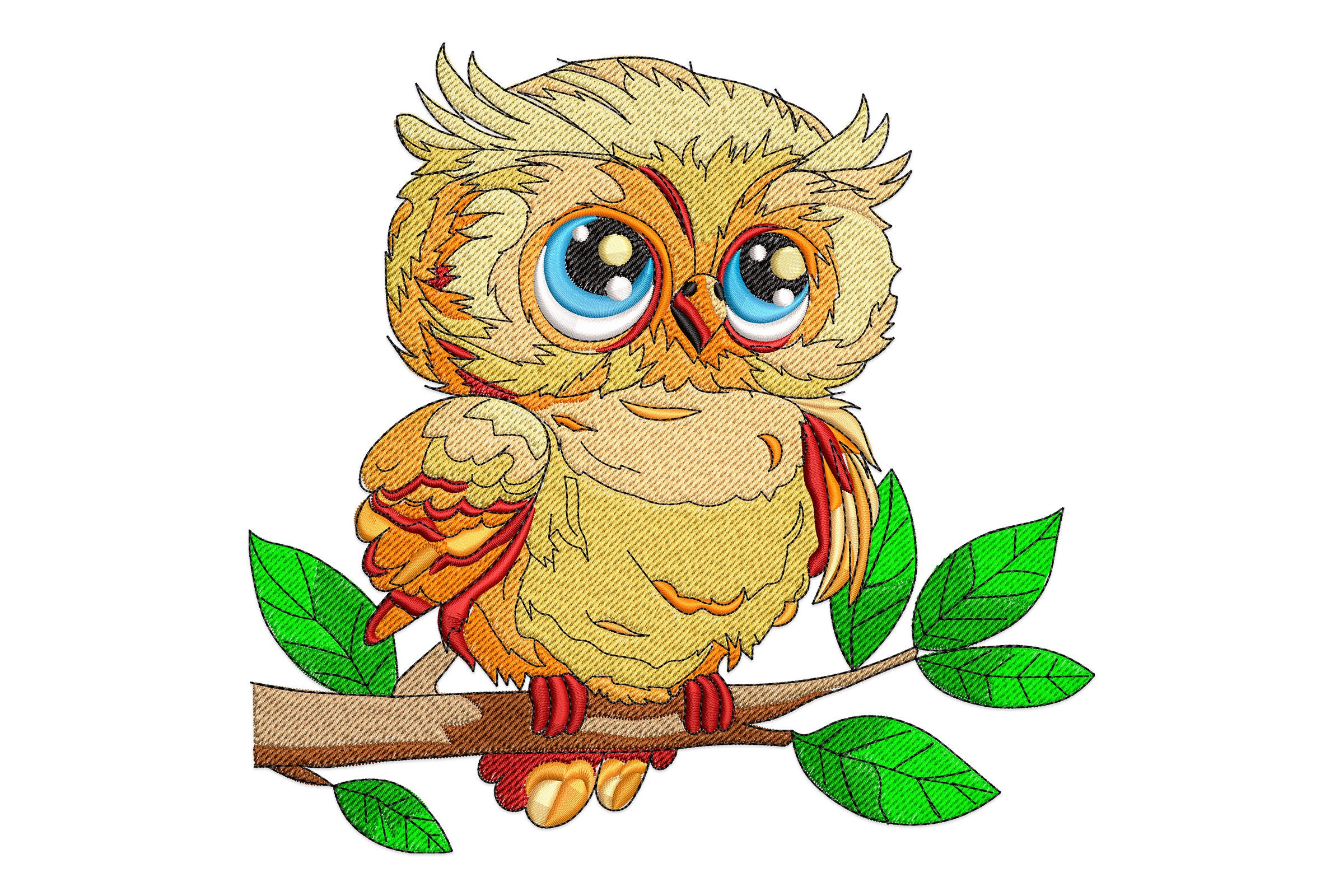 Owl Embroidery Design, Cute Owl Machine Embroidery Design, Baby Owl In Tree Embroidery File, Cute Ow