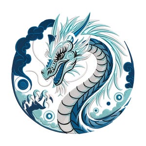 Dragon Embroidery Design, Mystic Dragon Machine Embroidery Design, Chinese dragon Embroidery File, Cute Dragon Embroidery Pattern.