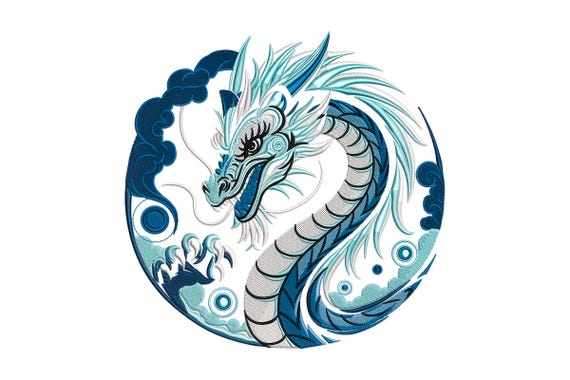 ドラゴンの刺繍デザイン、神秘的なドラゴンの機械刺繍デザイン、中国の