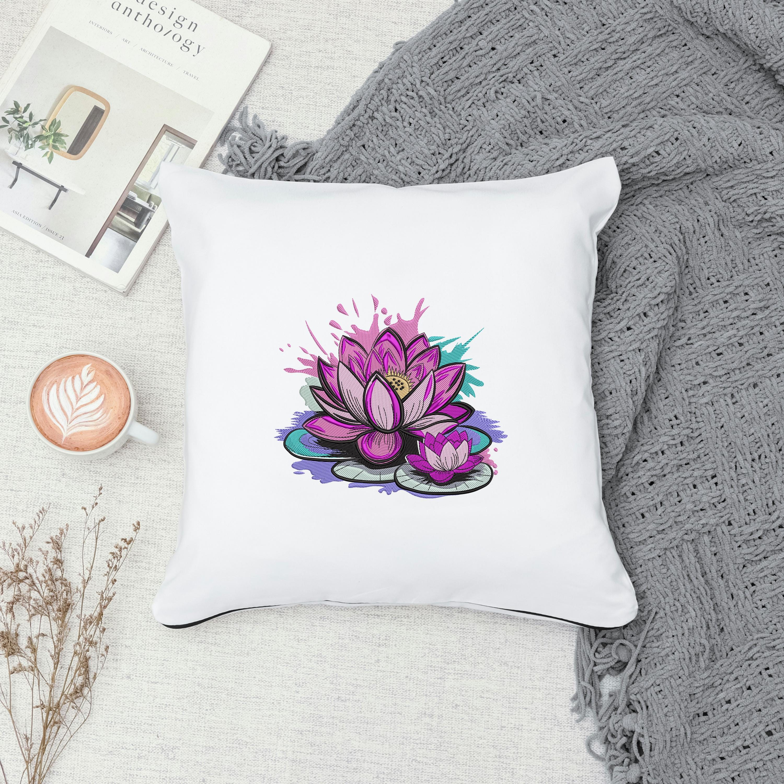 Lotus Flower Machine Embroidery Design: Floral Art (PES File) - Etsy