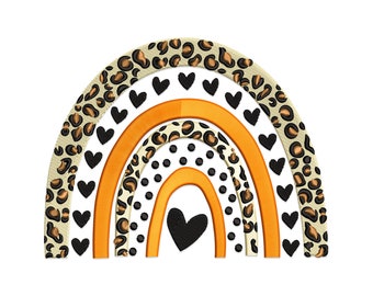 Leopard Rainbow Heart Embroidery Design (Digital Download)