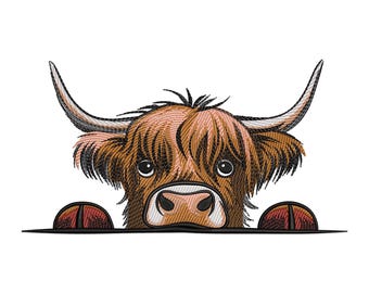 Highland Cow Face Embroidery Design: Farm Animal PES File