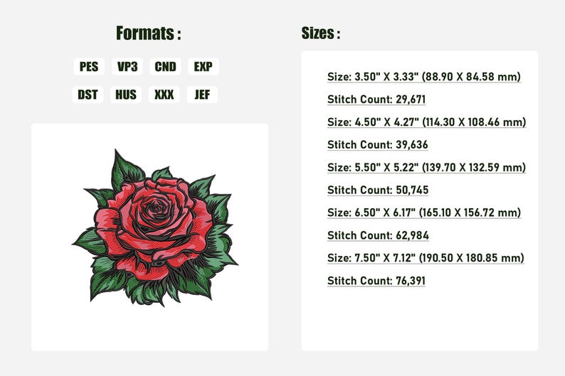 Red Rose Machine Embroidery Design: Floral Valentine's Day File - Etsy